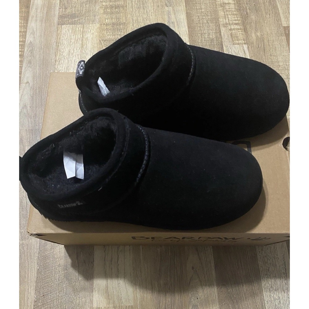 BEARPAW Kam Women's Slip On Slippers Size 7M Black Suede Water Repellent Bootie - Picture 8 of 8